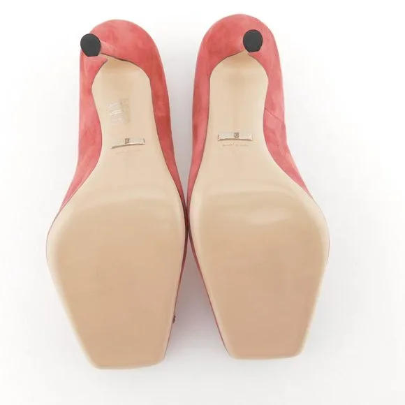 New GUCCI Crystal Tiger Snake Buckle Dusty Rose Pink Suede Leather Heel Pump 39